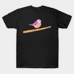 Blue tit illustration purple, yellow and pink colored bird T-Shirt